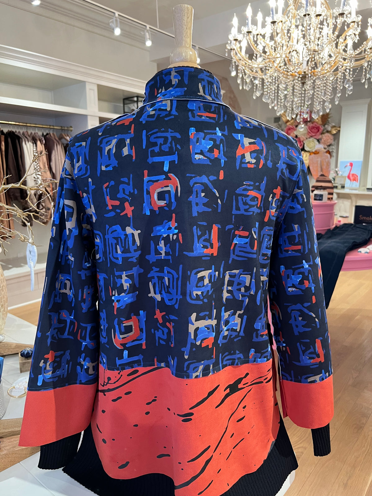 Navy & Rust Hand Printed Jacket