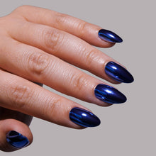 Load image into Gallery viewer, Blue Steel Press-On Nails | Short Almond Metallic Blue