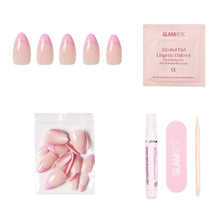 Load image into Gallery viewer, Pink Macaron Press-On Nails | Pink French Tip | Short Almond