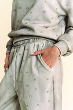 Load image into Gallery viewer, RHINESTONES LONG SLEEVE CROP TOP N LONG PANT SET