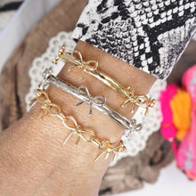 Load image into Gallery viewer, Bow Bangle Bracelet - Gold Silver Tone