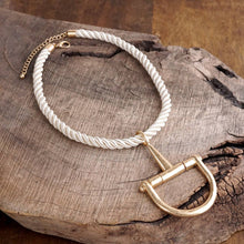 Load image into Gallery viewer, Horse Bit Pendant Statement Rope Necklace – Stable Gate