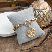 Load image into Gallery viewer, Urban Token – Cable Chain Toggle Bracelet with Coin Charm