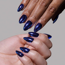 Load image into Gallery viewer, Blue Steel Press-On Nails | Short Almond Metallic Blue