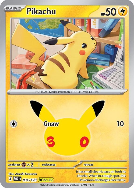 Pikachu – 30th Celebration 031/128 (Near Mint)