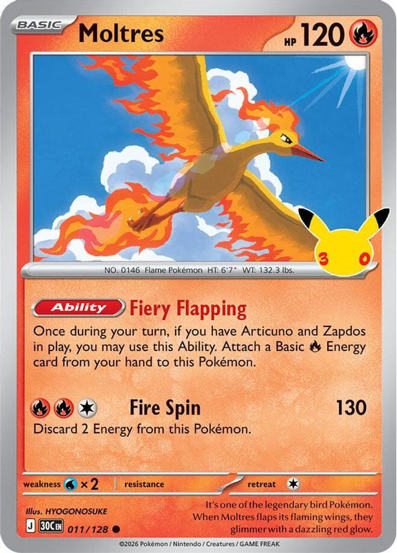 Moltres – 30th Celebration 011/128 (Near Mint)