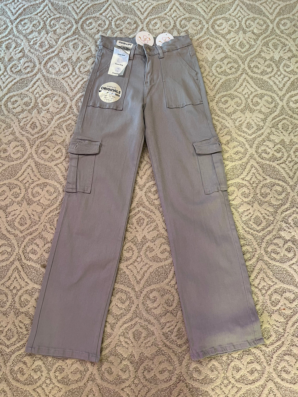 Gray Twill Stretch Cargo Denim