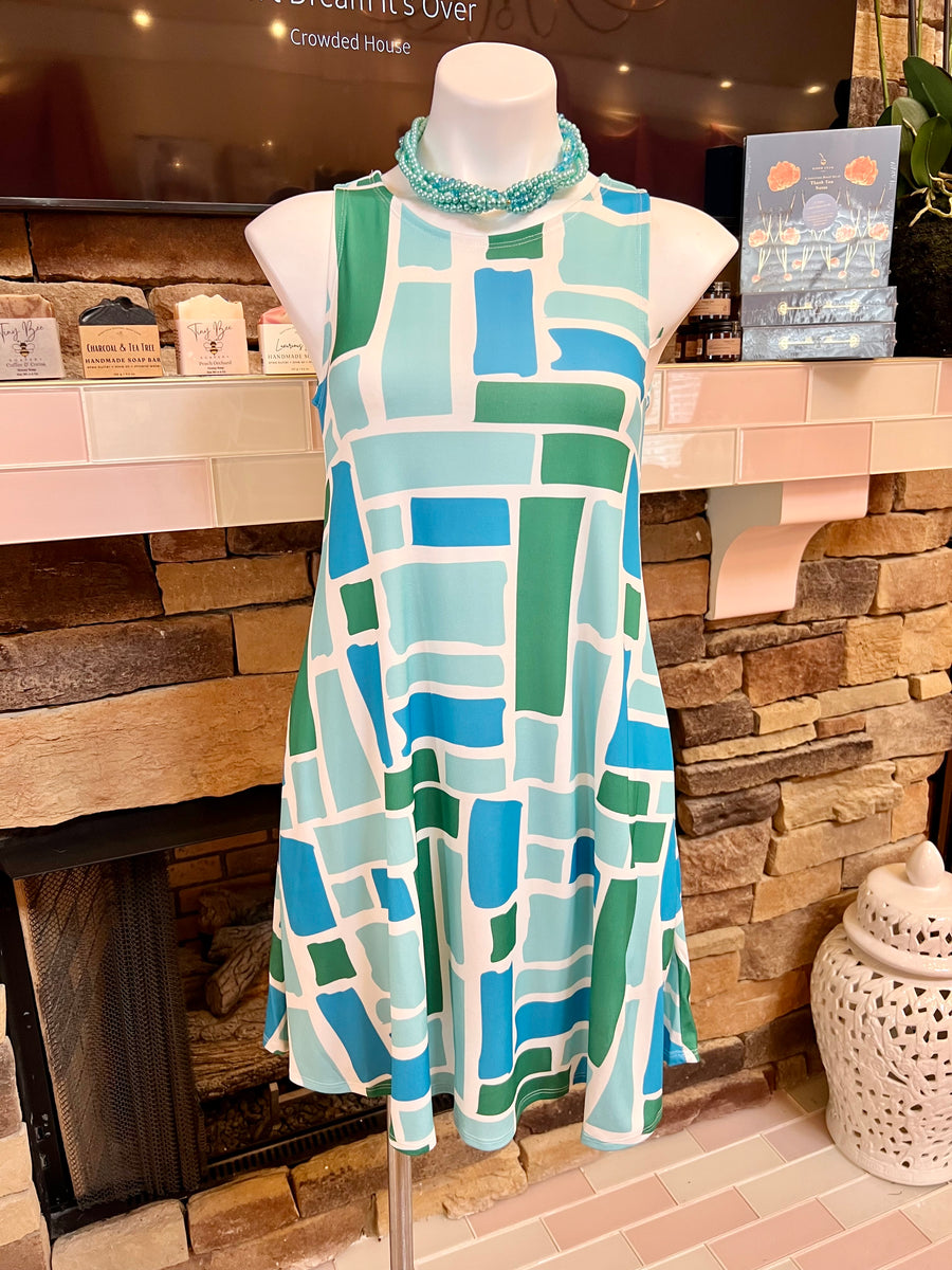 green and blue colorblock dress Feeling Settled Blue Colorblock Midi Dress, Medium - The Mint Julep Boutique