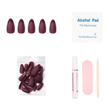 Load image into Gallery viewer, Merlot Press-On Nails| Matte Finish| Gloss French Tip| Short