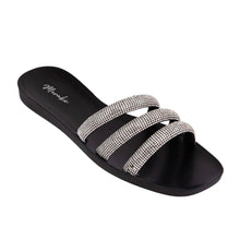 Load image into Gallery viewer, Mia Rhinestone Square Toe Triple-Strap Lightweight Sandal
