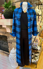 Load image into Gallery viewer, Blue & Black Plaid Long Lightweight Jacket