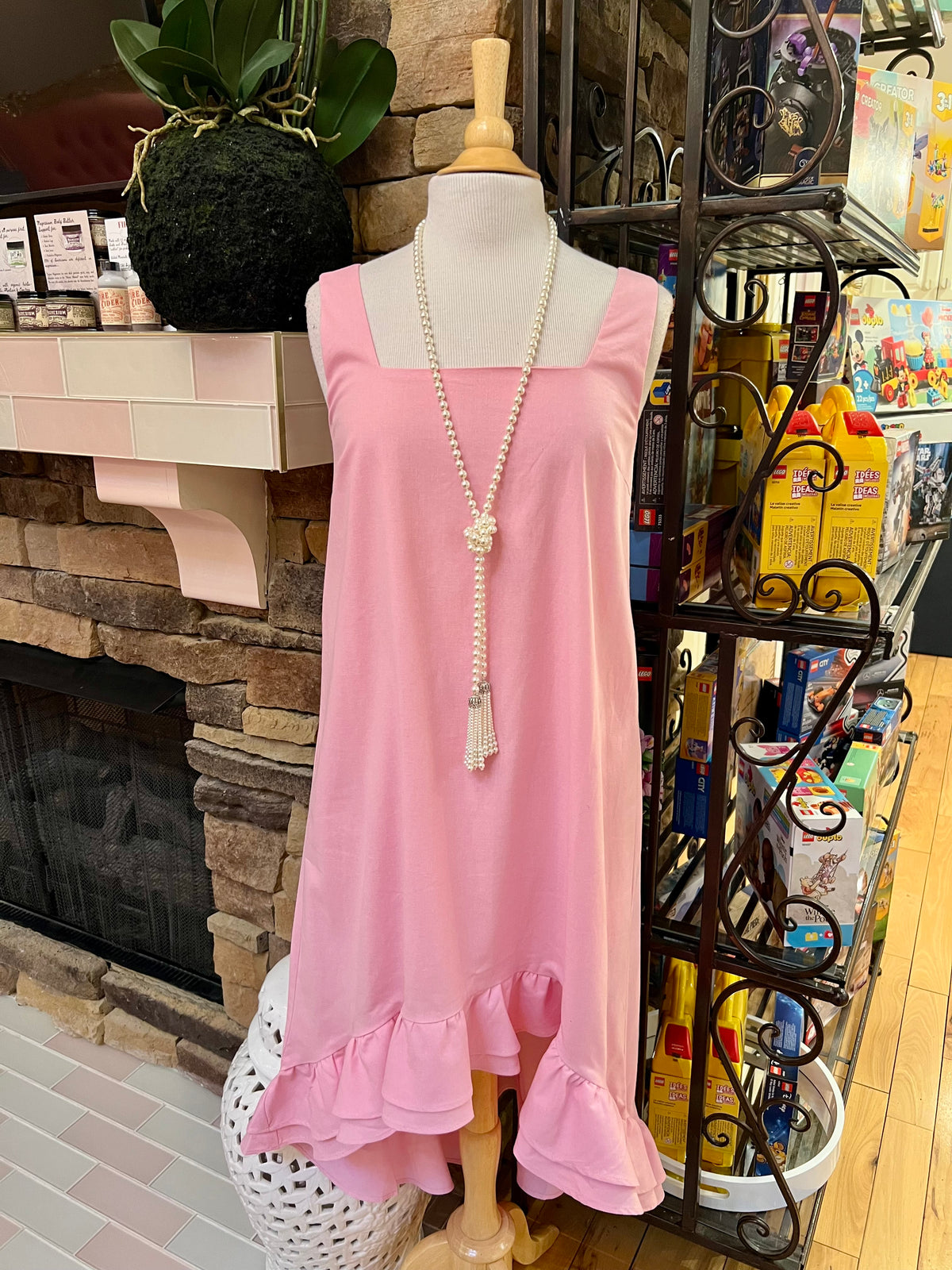 Susie Pink Ruffle High Low Dress