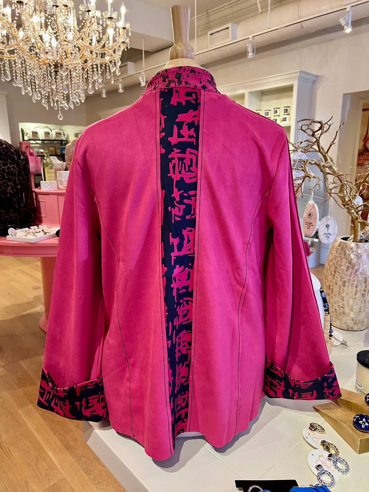 Very Berry & Black Handprinted Ultra Suede Jacket