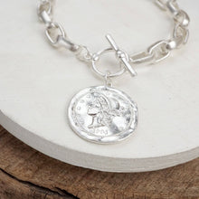 Load image into Gallery viewer, Urban Token – Cable Chain Toggle Bracelet with Coin Charm