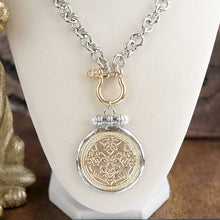 Load image into Gallery viewer, Chunky Statement Necklace – Shackle Coin Pendant Necklace - Gold Silver