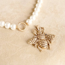 Load image into Gallery viewer, Boho Bee Pearls Statement Timeless Necklace in Worn Gold