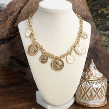 Load image into Gallery viewer, Boho Coin Charms Statement Necklace – Gold Tone
