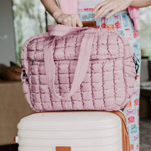 Load image into Gallery viewer, Mauve Quilted Duffel Weekender Bag for Women