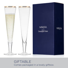 Load image into Gallery viewer, Mikasa Toasting Flutes Trumpet Gld S2 Brown Bx Pkg