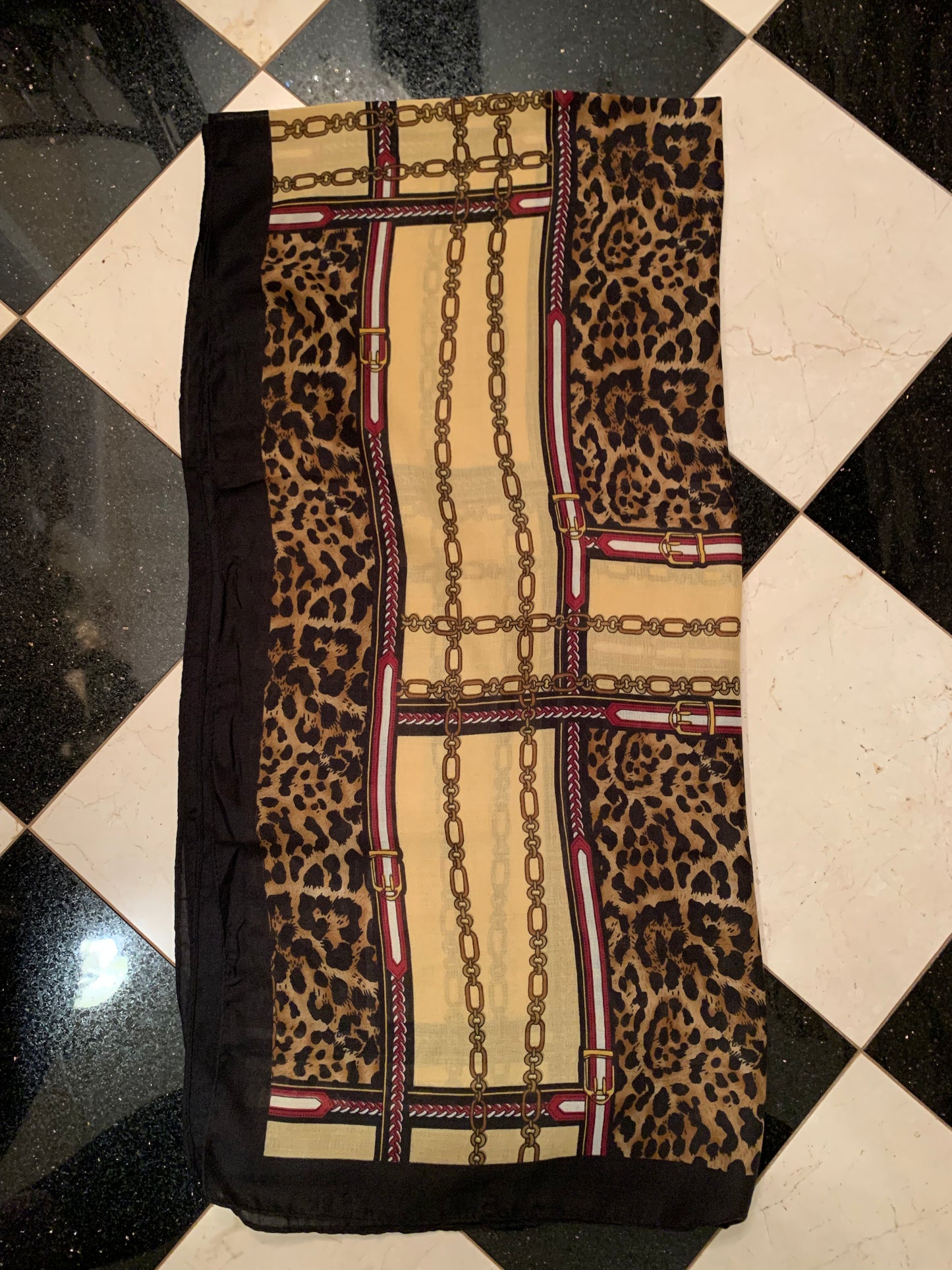 Leopard & Chain Link Scarf