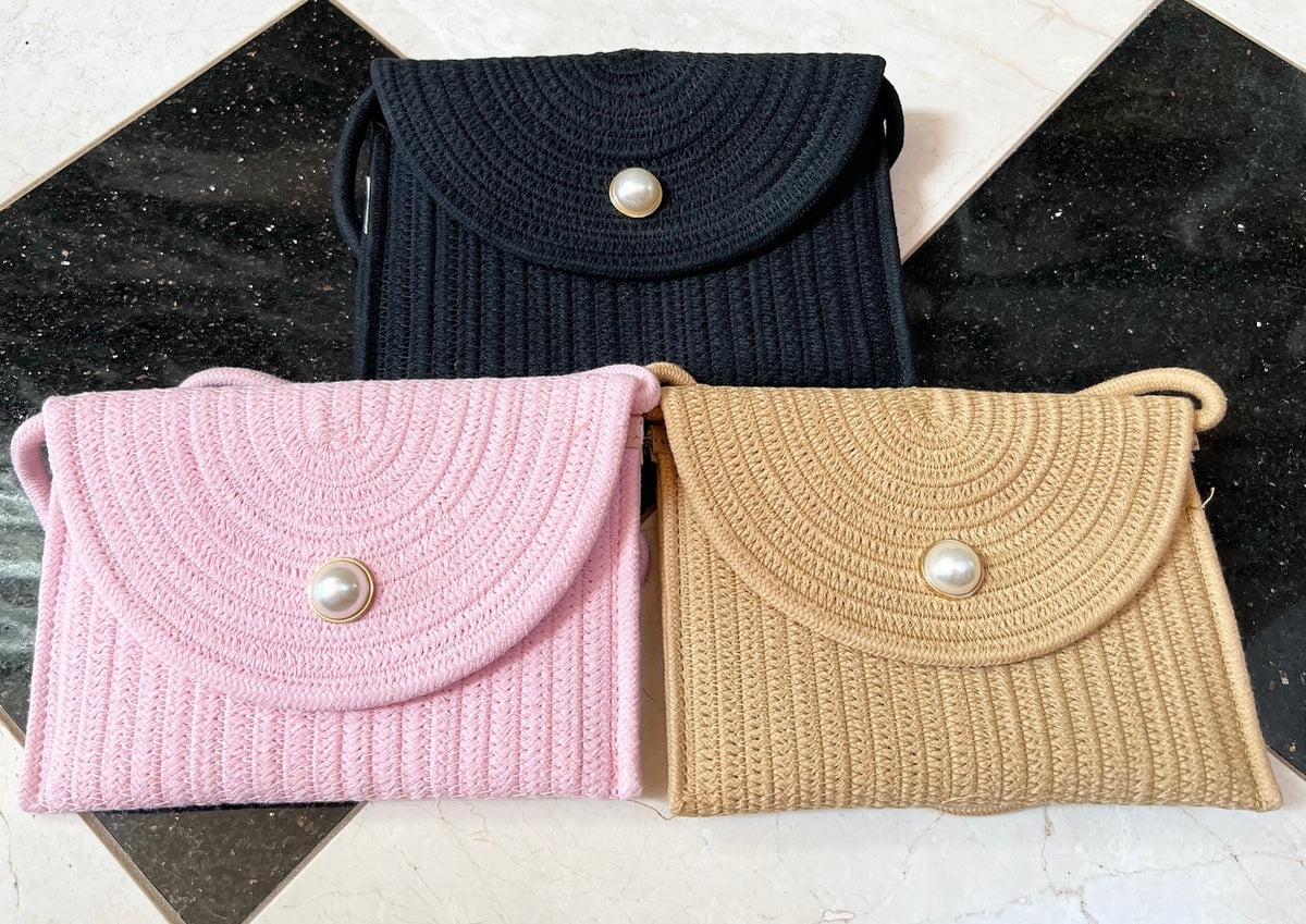 Woven Crossbody Bags Sash&Bow