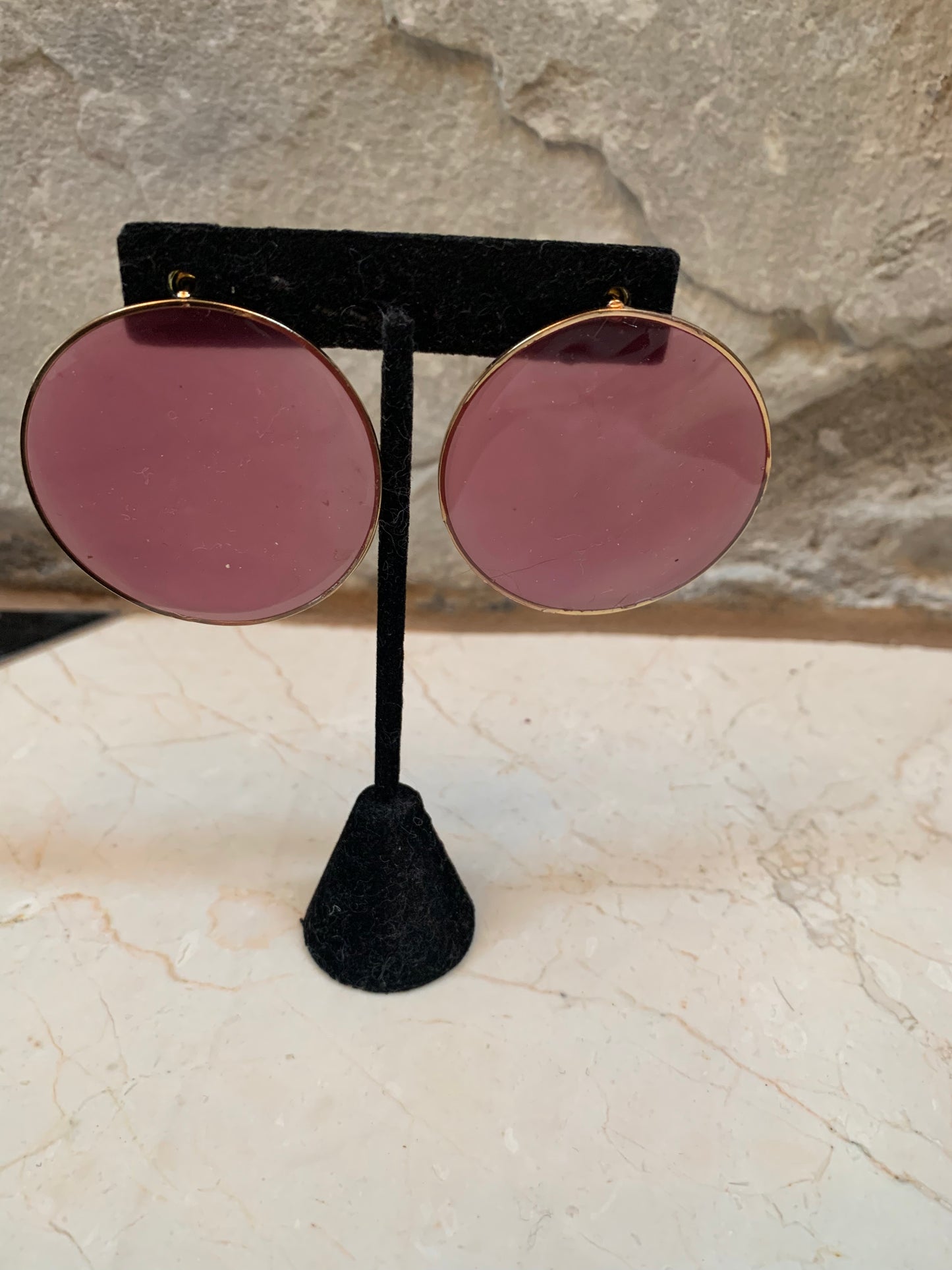 Pink Acetate Round Earrings