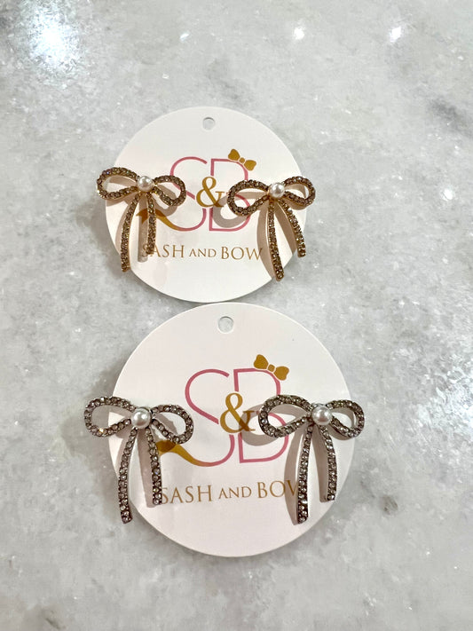 Rhinestone Bow Earring
