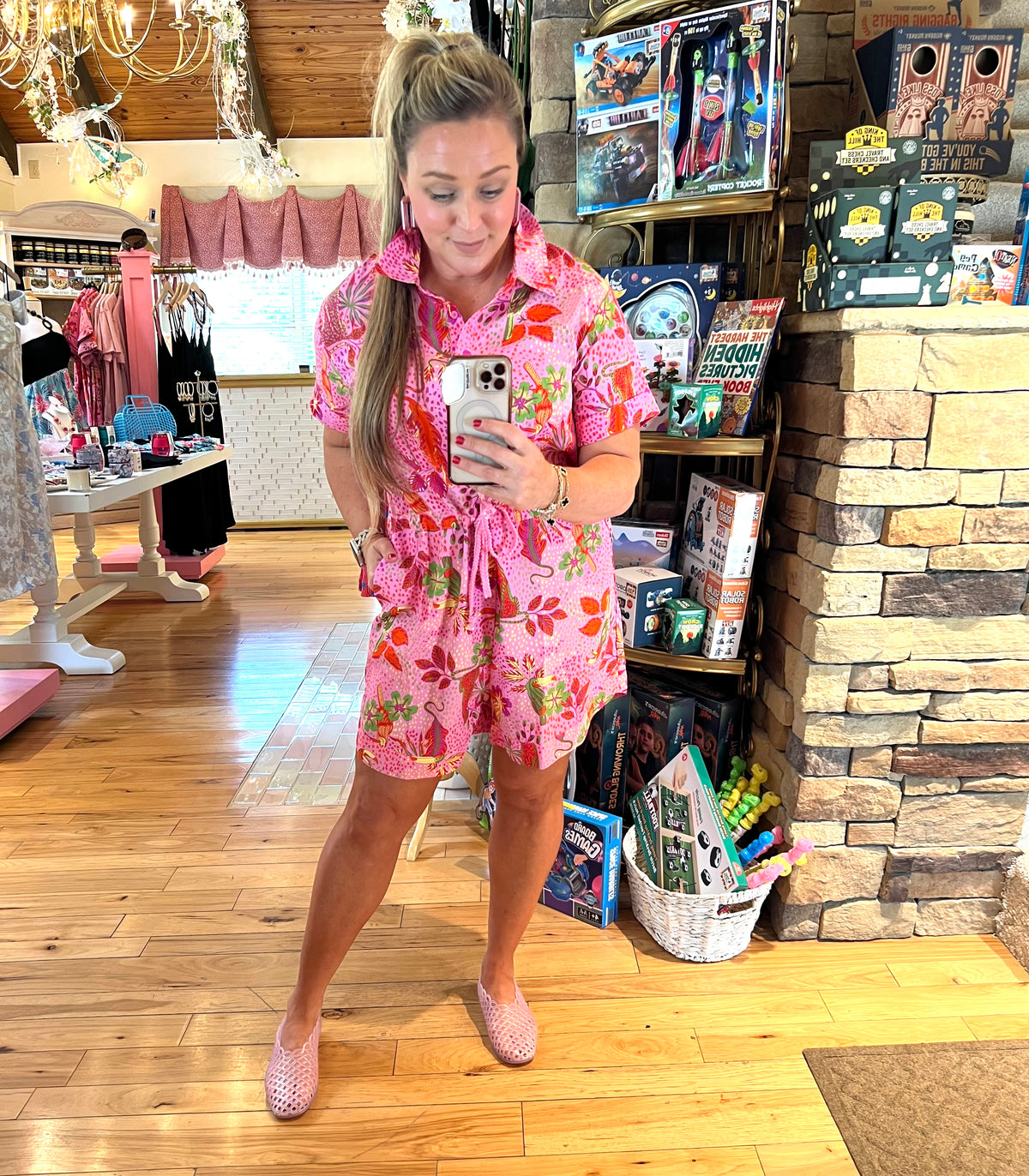 Pink Jungle Print Romper