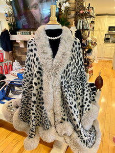 Taupe Faux Fur Cheetah Wrap