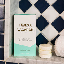 Load image into Gallery viewer, I Need a Vacation Shower Shower Steamers - Coconut Lime - Set of 8 Tabs
