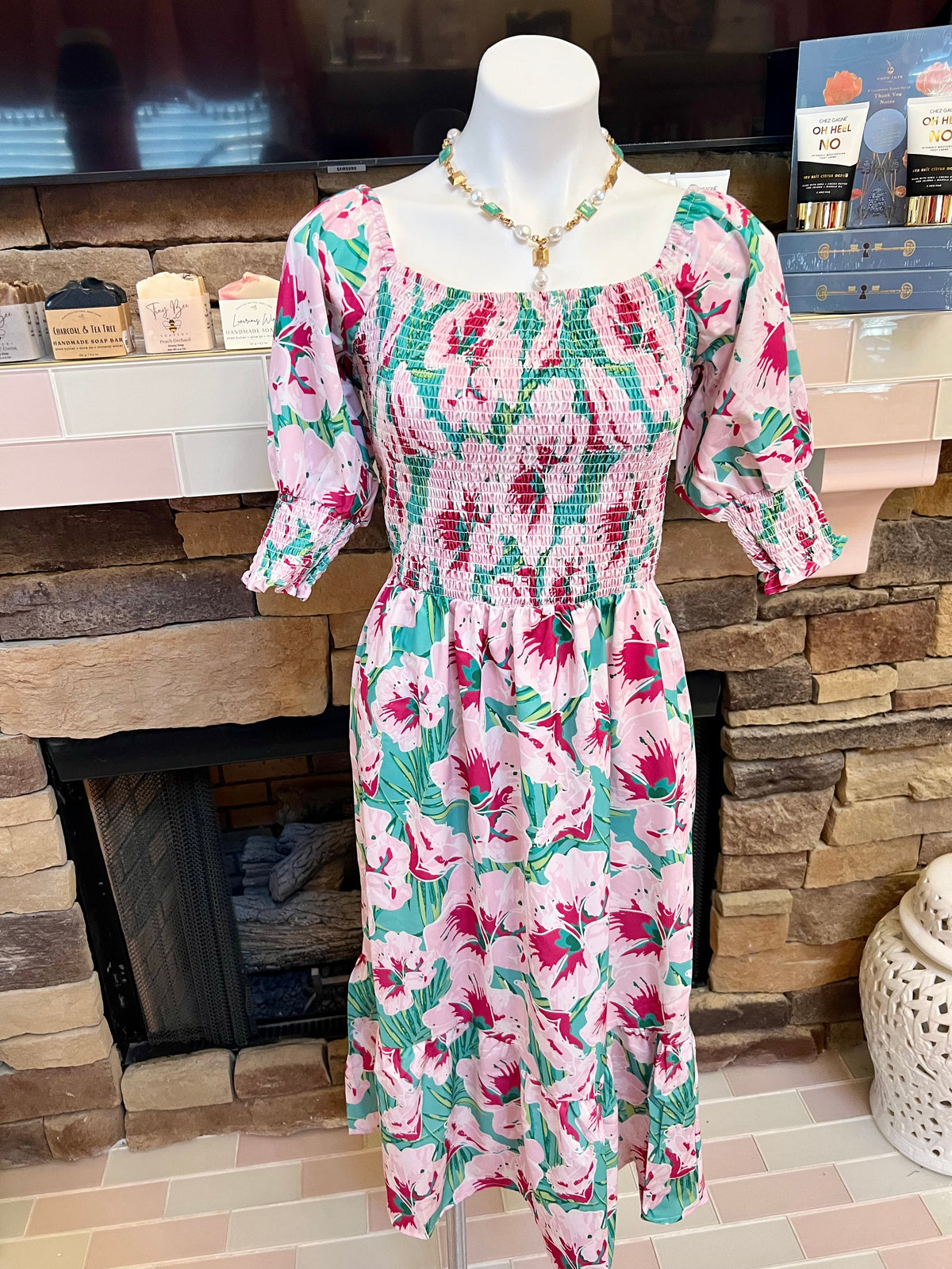 Floral Smocked Midi Dress