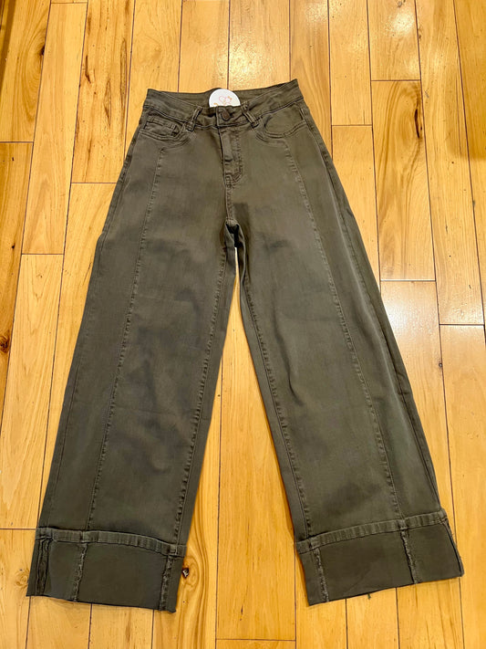 Olive Wide Ankle Denim