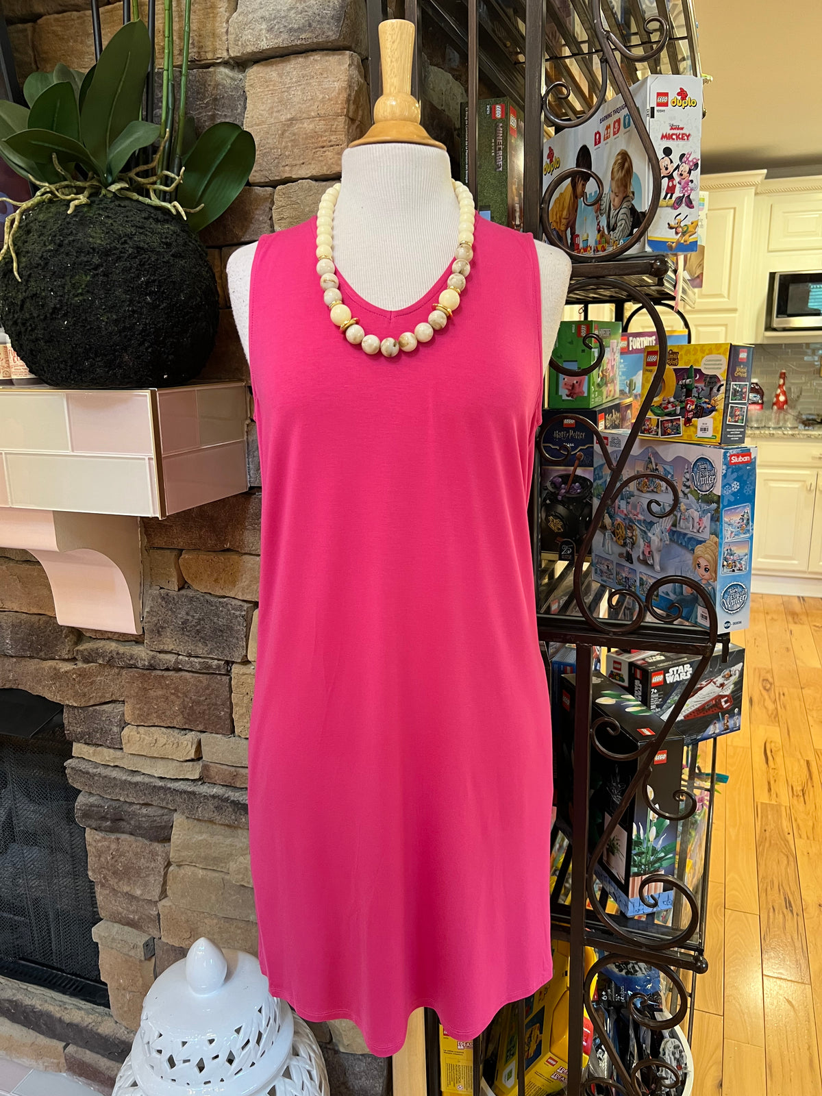 Charlotte Fuchsia Crepe Sleeveless Dress