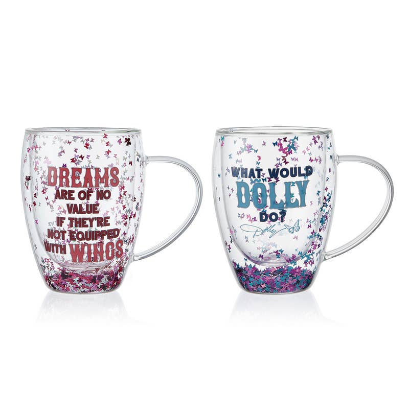 Dolly Parton Double Wall Confetti Mug Set 2 Gift Box