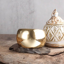 Load image into Gallery viewer, Statement Cuff Bracelet - Two-Tone Sculptural Oval Hinge - Golden Horizon
