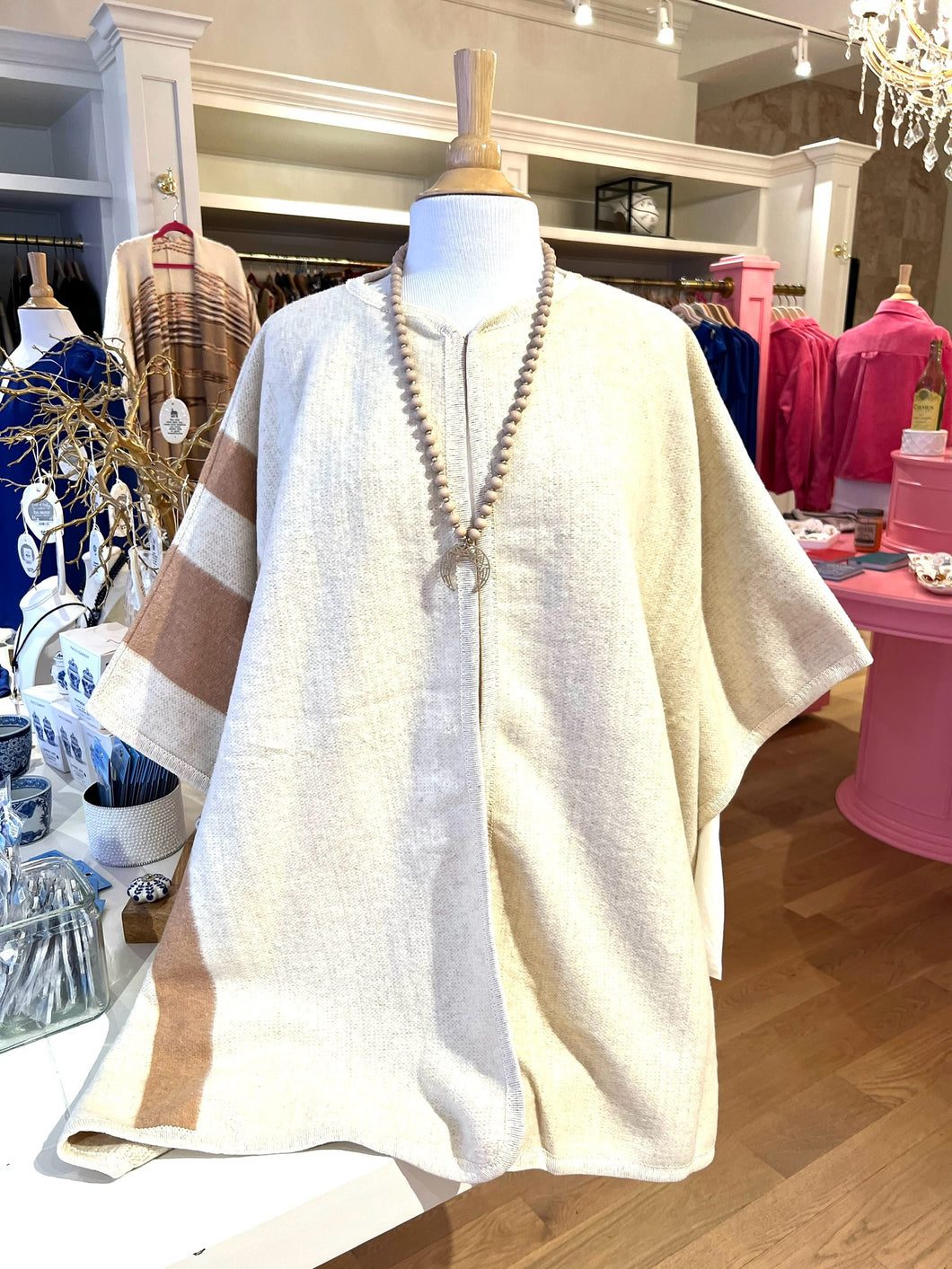 Ivory w/Taupe Stripe Cape