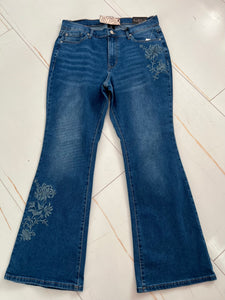 *Curvy* High Rise Embroidered Boot Cut Denim