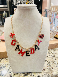 Red & Black Game Day Charm Necklace