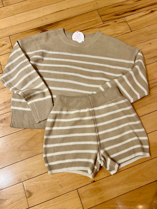 Presley Striped Knit Sweater & Short Set