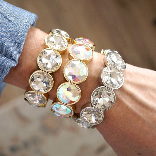 Crystal Stretch Bracelet – Gold Silver AB - Light Catcher