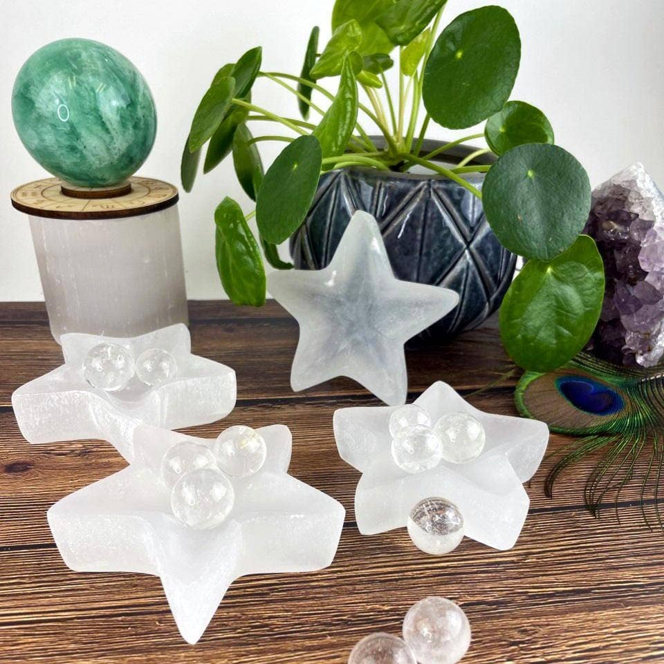 Crystal Star Selenite Reiki Charging Bowl Altar Plate