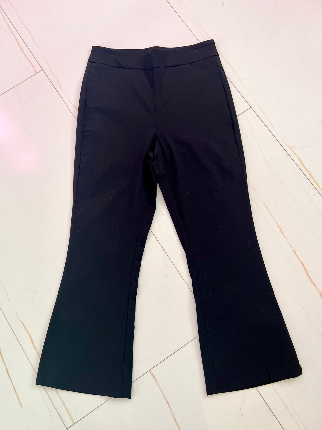 Black Pull On Cropped Flare Pant