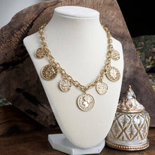 Load image into Gallery viewer, Boho Coin Charms Statement Necklace – Gold Tone
