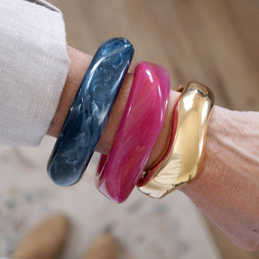 Statement Cuff Bracelet – Sculptural Oval Hinge - Golden Curren