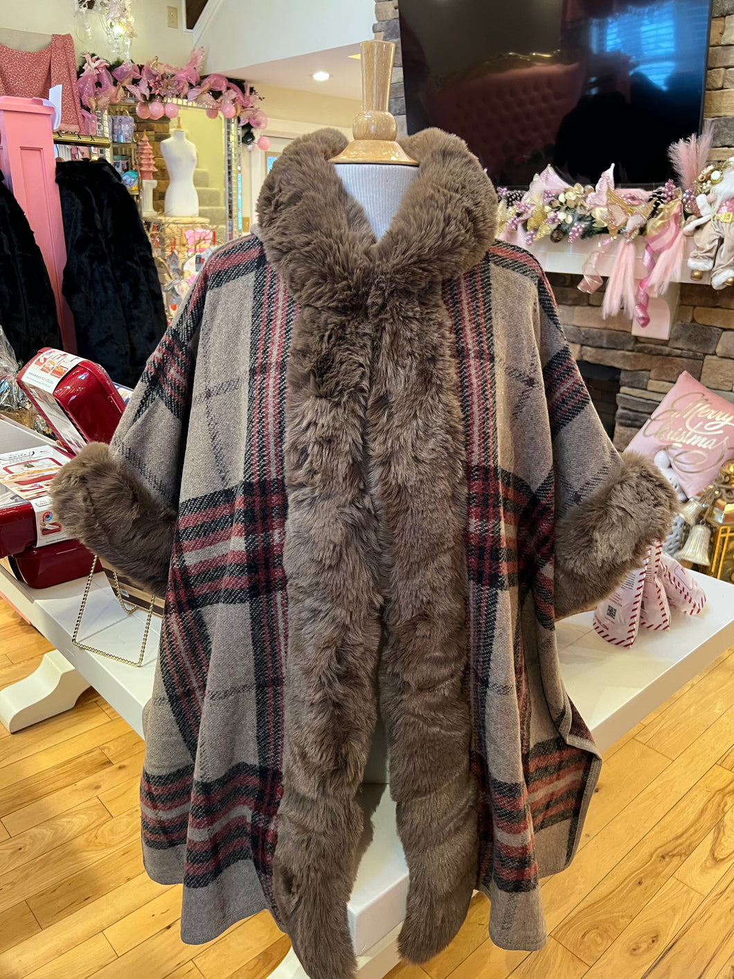 Brown Plaid Cape