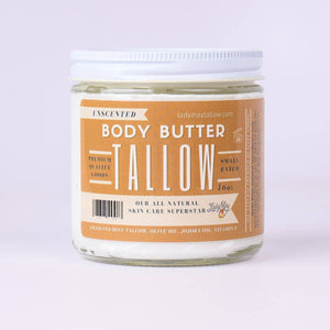 Tallow Body Butter, All Natural Grass Fed Beef Tallow Moisturizer with Vitamin E and Jojoba Oil