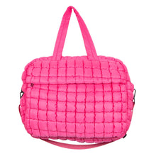 Load image into Gallery viewer, Hot Pink Quilted Duffel Weekender Bag
