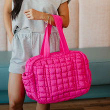 Load image into Gallery viewer, Hot Pink Quilted Duffel Weekender Bag
