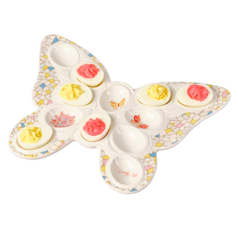 Dolly Parton Jwled Mosaic 12In Butterfly Egg Plate Rm