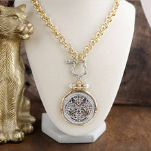 Load image into Gallery viewer, Chunky Statement Necklace – Shackle Coin Pendant Necklace - Gold Silver
